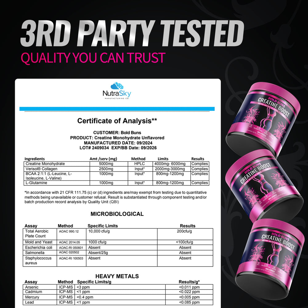 High‑quality Bold Buns Creatine for Women product closeup emphasizing purity