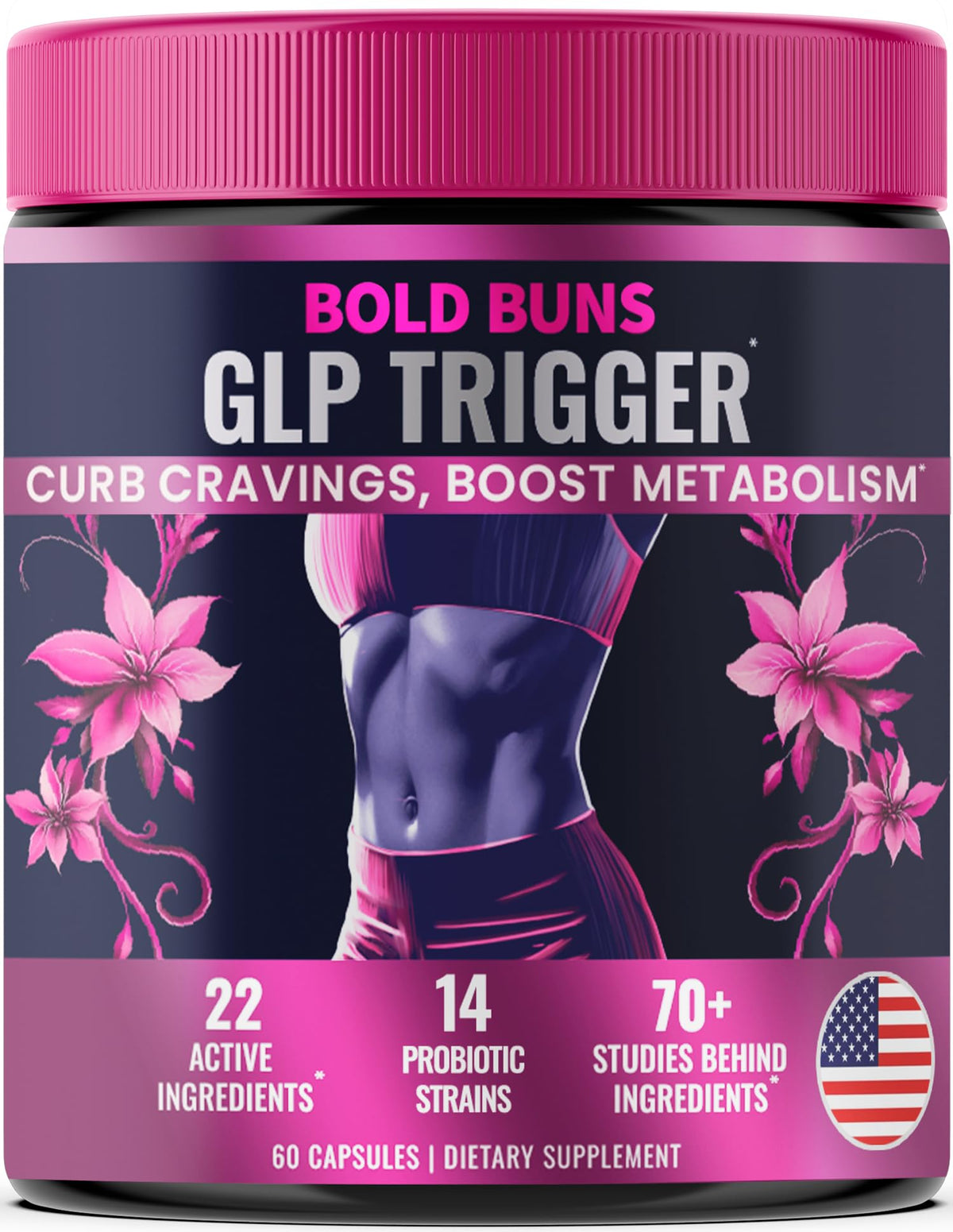 Bold Buns GLP Trigger bottle on white background highlighting daily appetite support potential.