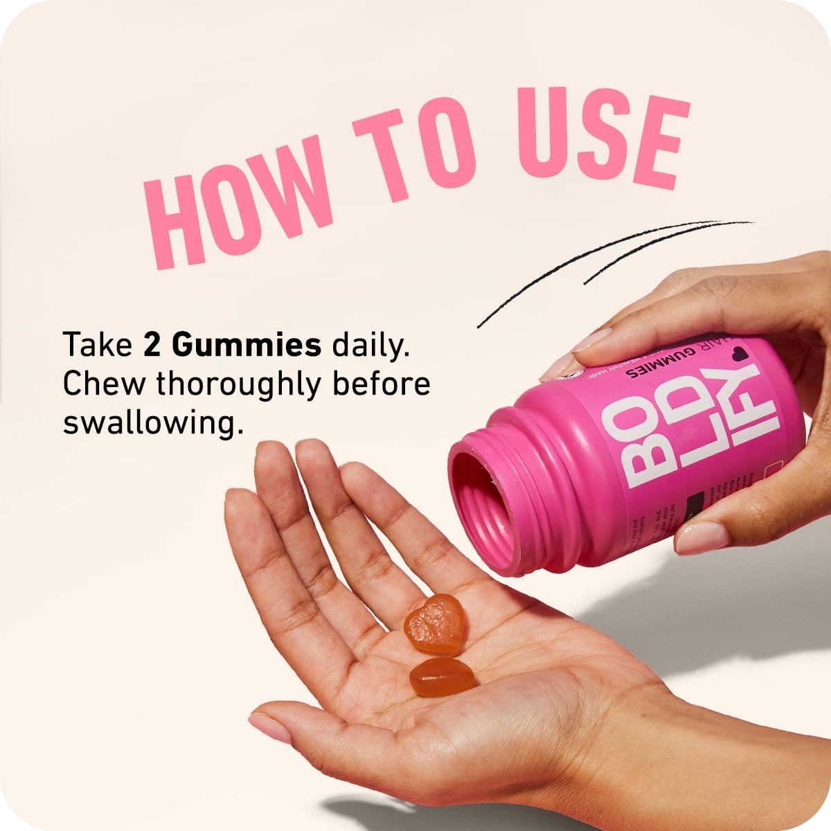 Boldify gummies on wood board with natural strawberry flavor for daily use