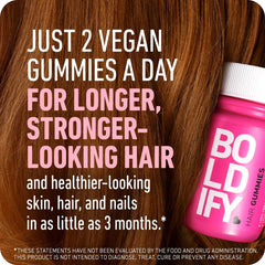 Boldify Hair Growth Gummies serving two gummies with 5000mcg biotin for daily use