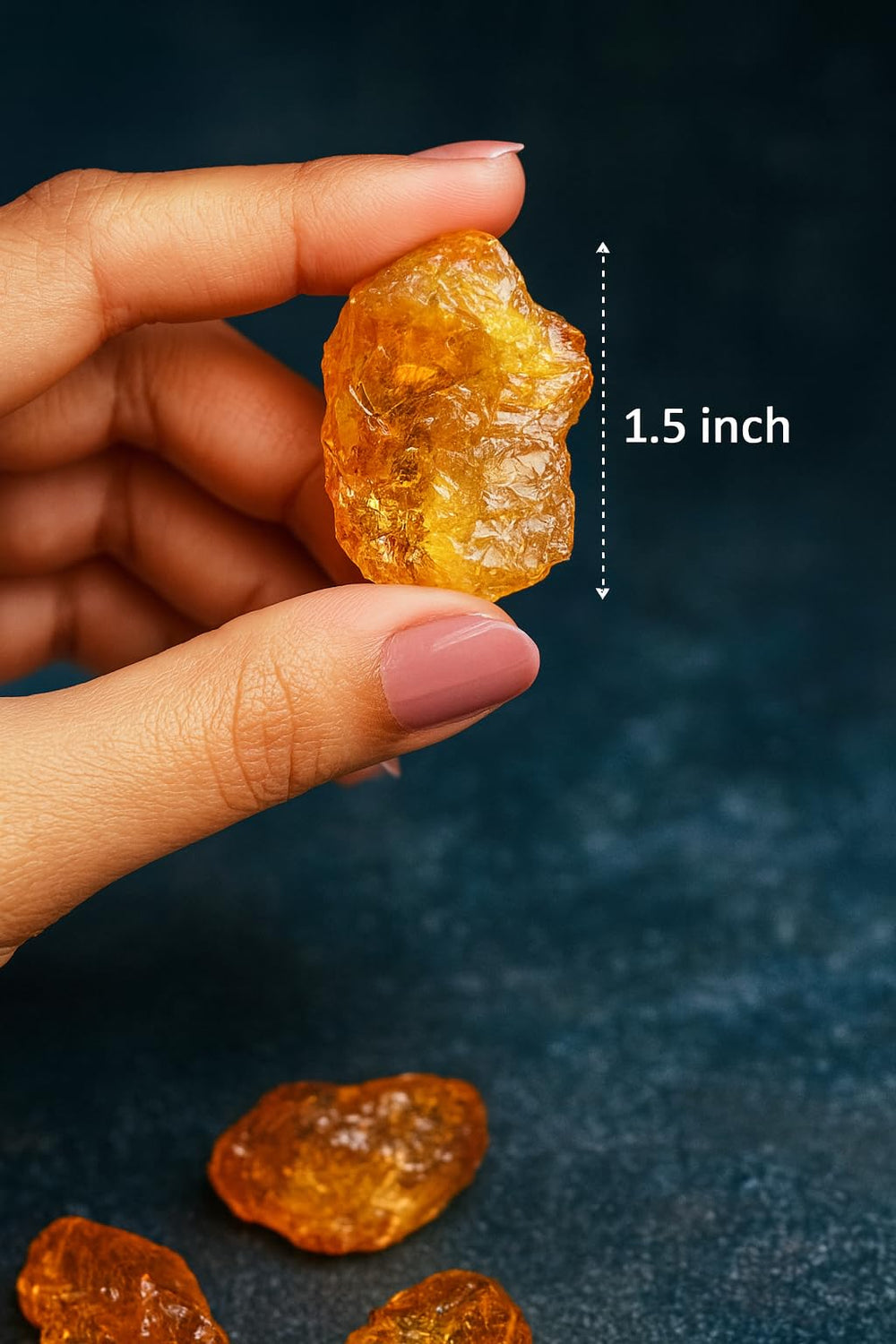 Bombay Crystals Citrine raw side view, energizes space with positive energy and creativity.