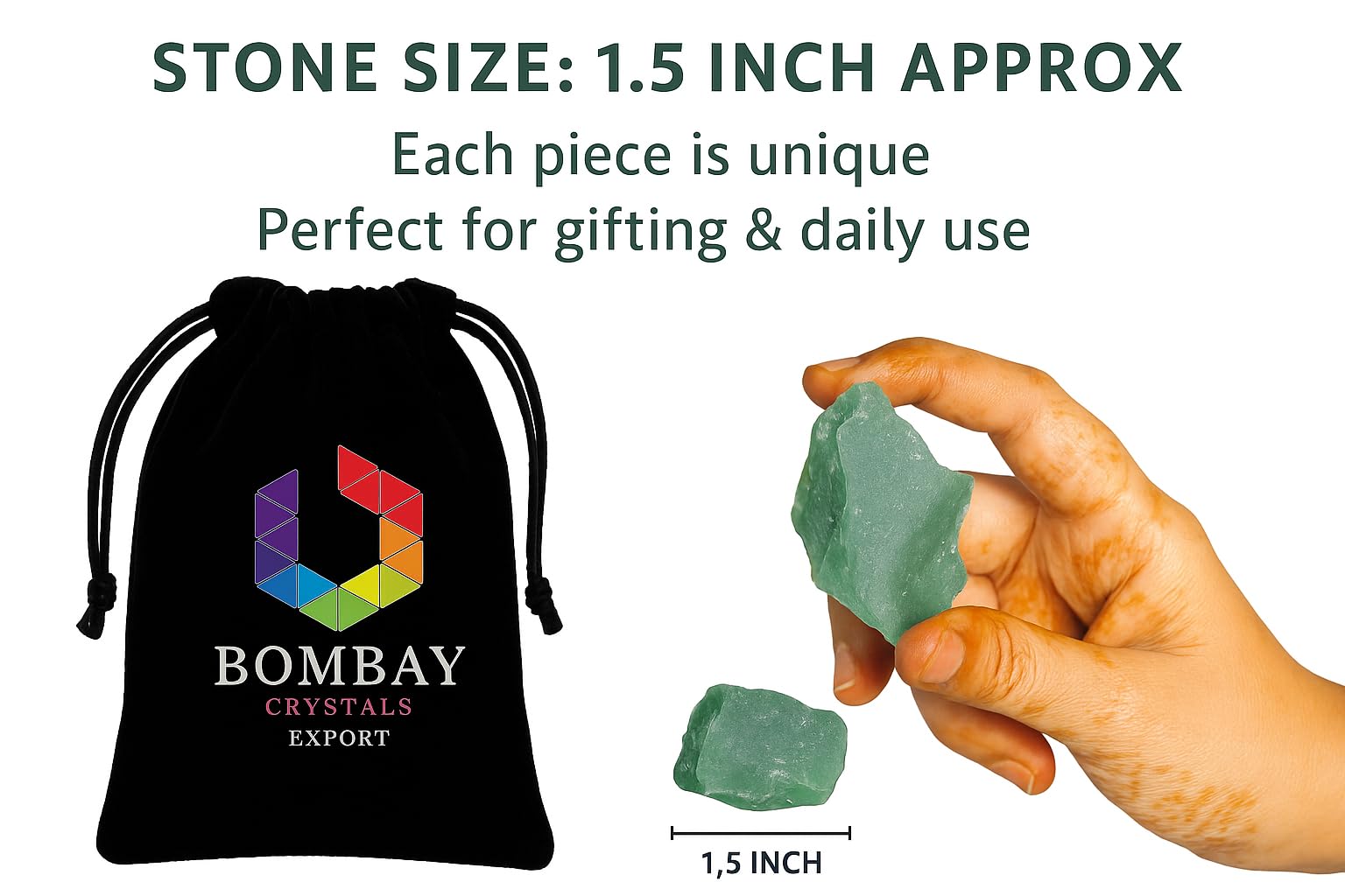 Bombay Crystals Export green jade grid-ready piece for crystal grids
