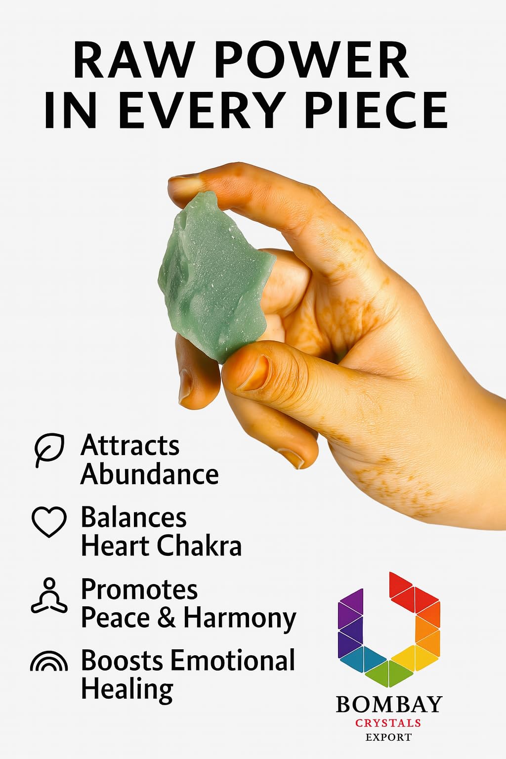 Bombay Crystals Export green jade displayed as decor in a peaceful space
