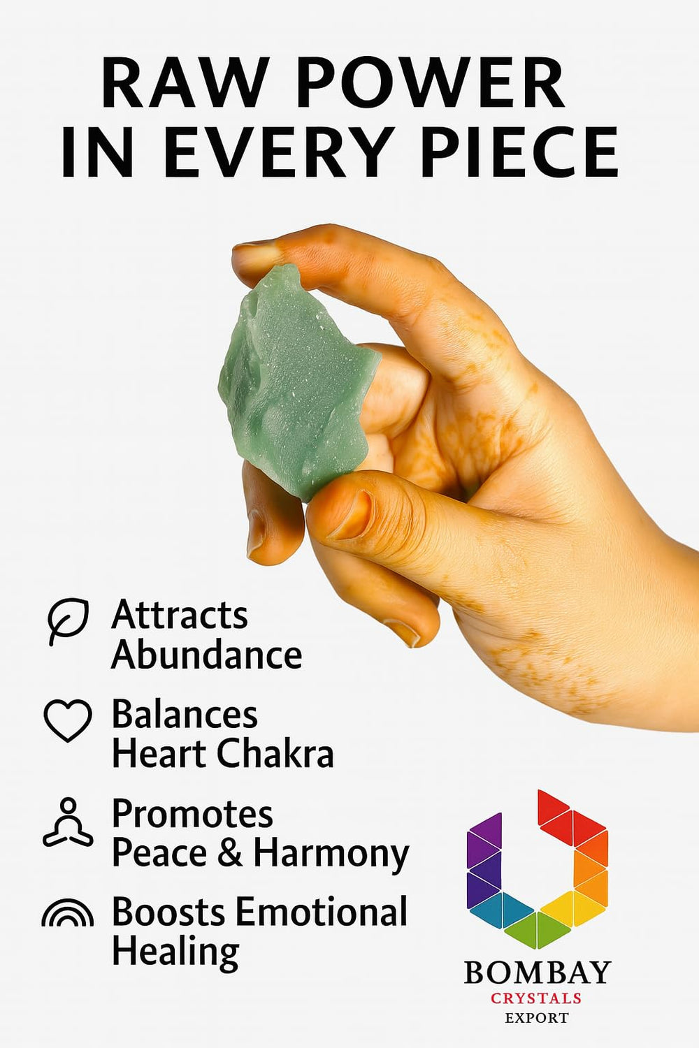 Bombay Crystals Export green jade displayed as decor in a peaceful space