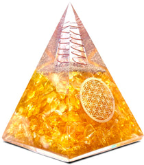 Bombay Crystals Export orgone citrine pyramid closeup showing a serene energy balance