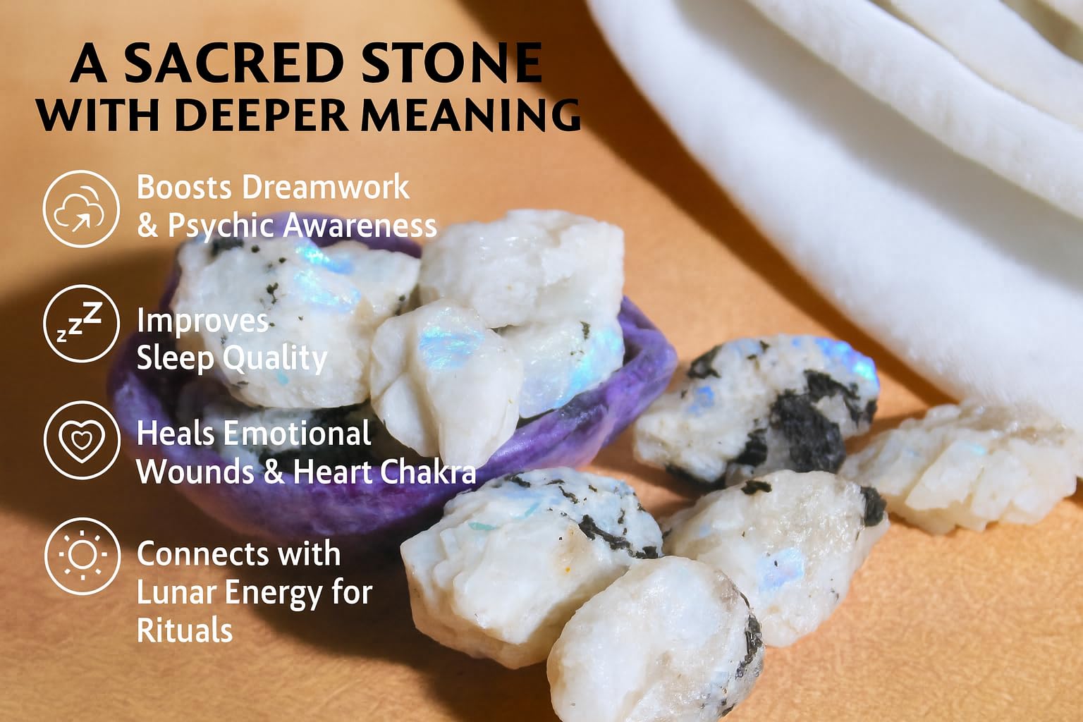 Bombay Crystals Export Rainbow Moonstone natural uneven shape proves authenticity and uniqueness