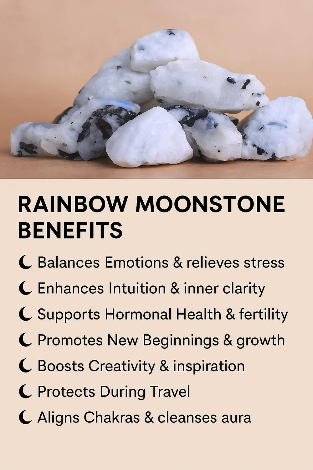 Bombay Crystals Export Rainbow Moonstone ideal for reiki and energy work sessions