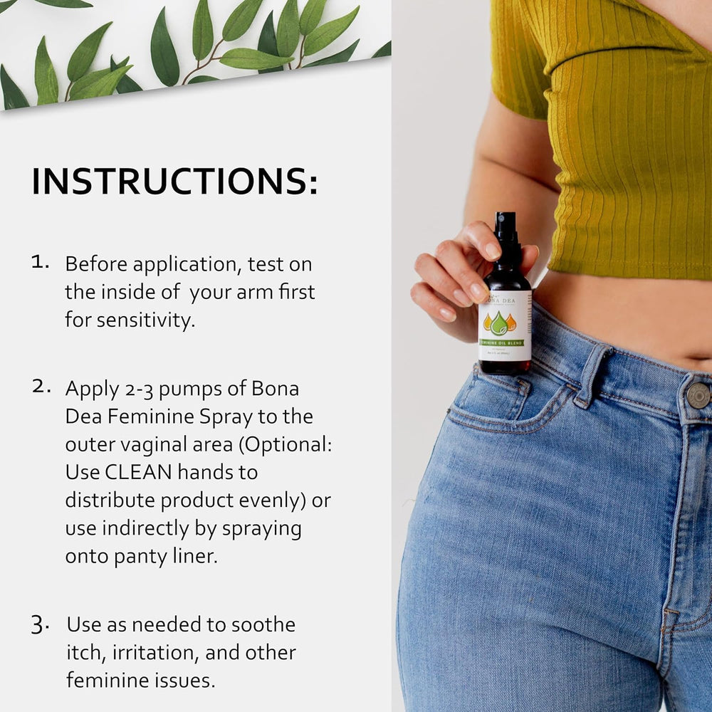 Feminine spray application demonstrates easy daily use for fresh comfort and odor control