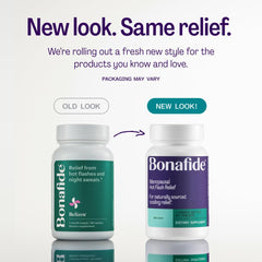 Bonafide Relizen packaging front highlighting plant-based, hormone-free relief