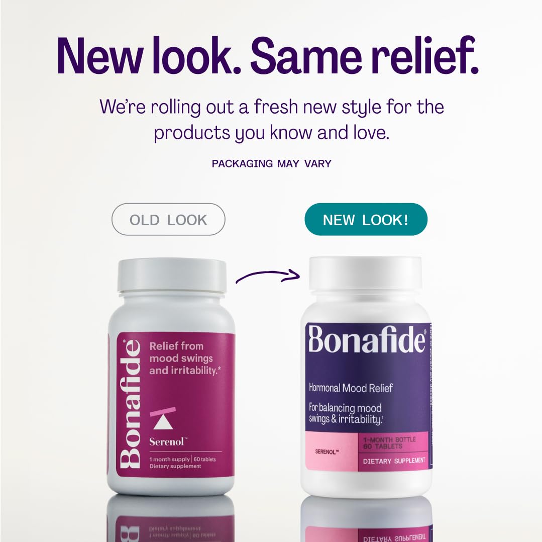 Bonafide Serenol bottle pour illustrating easy daily use for mood support