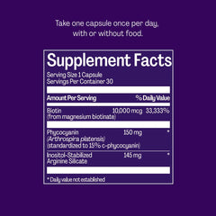 Bonafide Silvessa ingredients: biotin, arginine silicate, phycocyanin for support