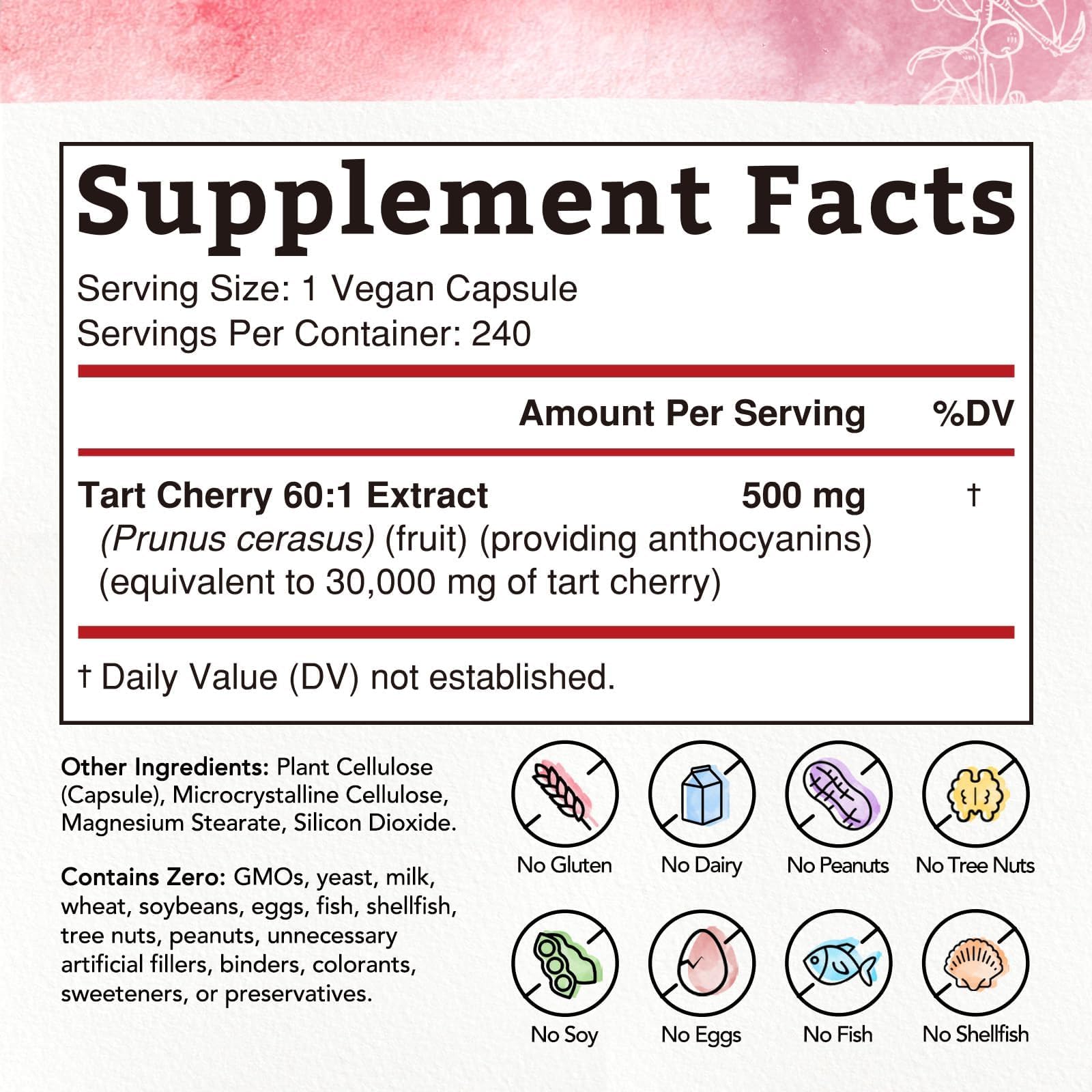 Bonawell Tart Cherry 60:1 capsules close-up, easy daily use