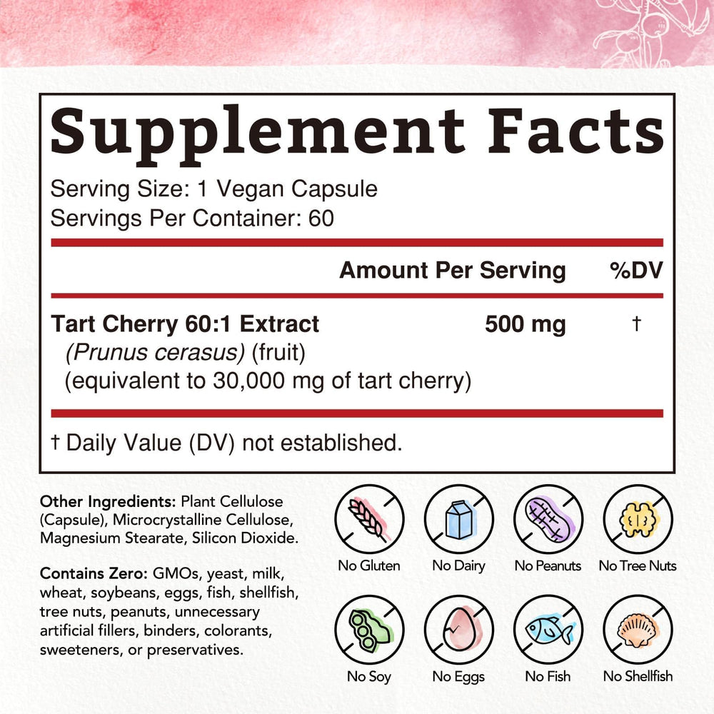 Closeup of Bonawell Tart Cherry Capsules showing easy-to-swallow capsules