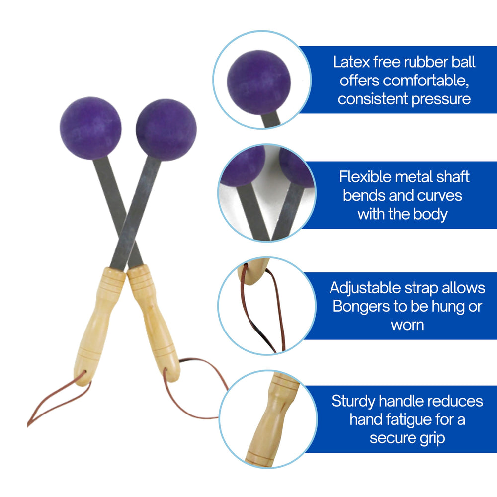 Bongers ergonomic handle close-up emphasizes comfortable grip during extended sessions.
