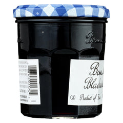 Bonne Maman Black Currant Jelly label closeup highlighting classic recipe heritage.
