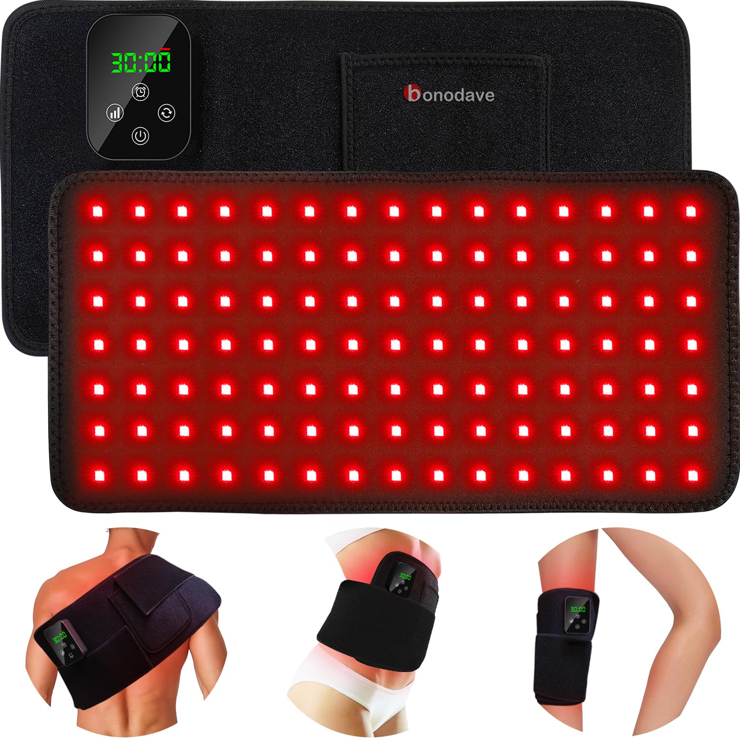 Bonodave cordless red light therapy pad for back delivers targeted warmth and comfort.