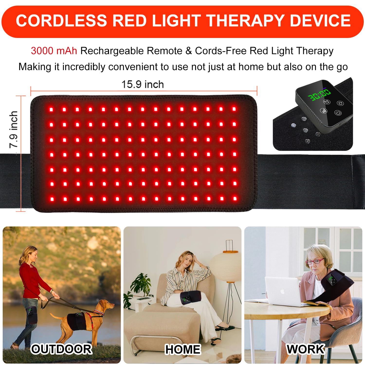 Bonodave cordless red light therapy pad for knee soothes joints and muscles.