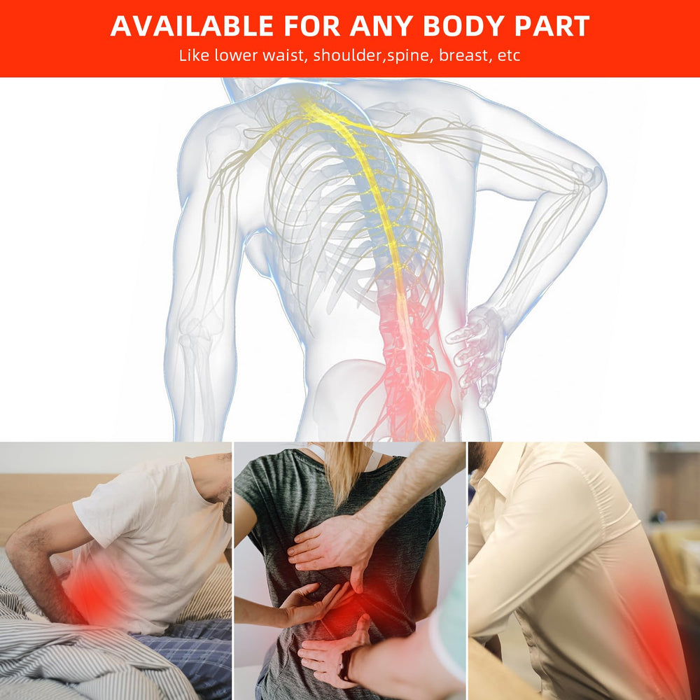 bonodave red light heating pad on shoulder to ease tension and stiffness