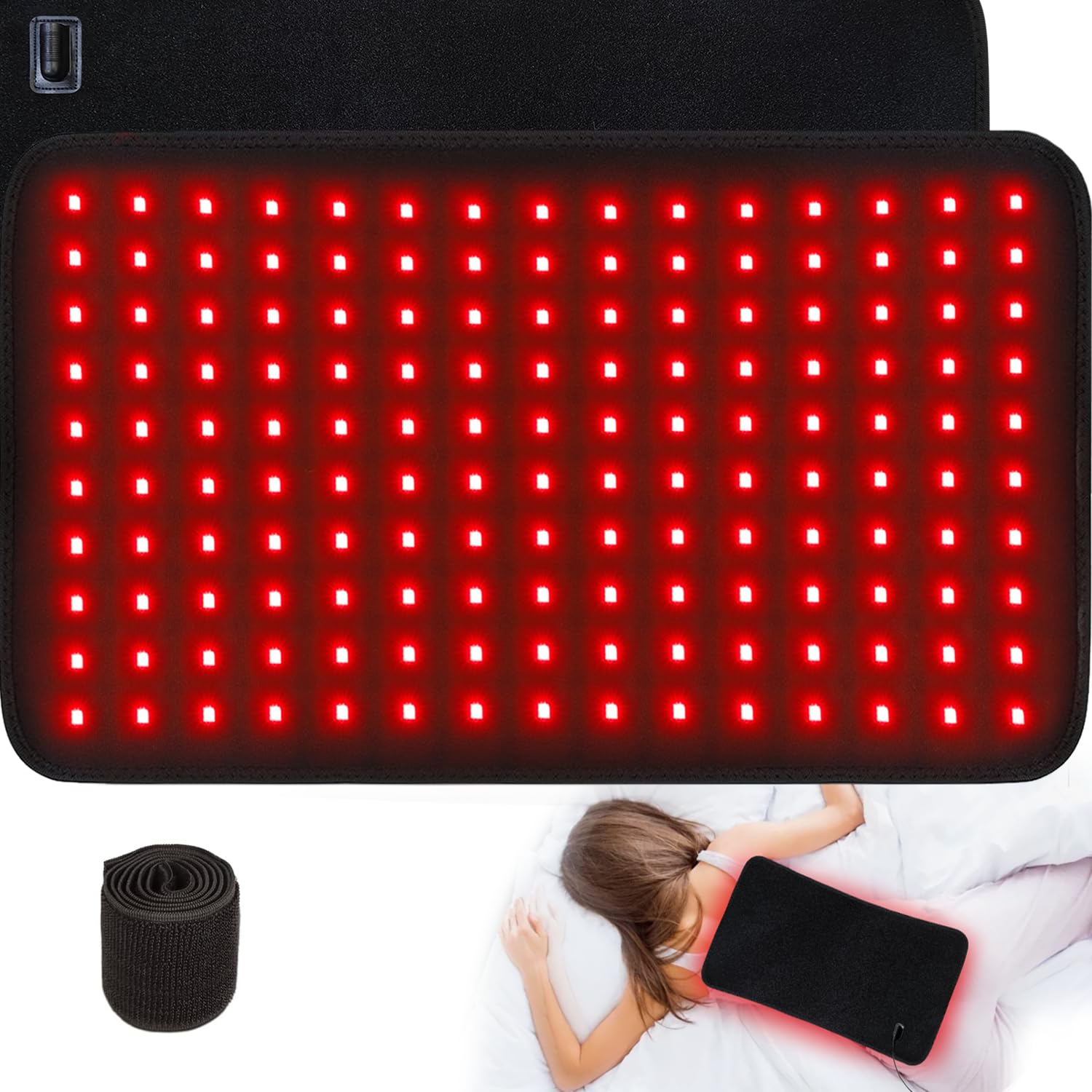 bonodave XL red light therapy pad on the back offers full-coverage warmth