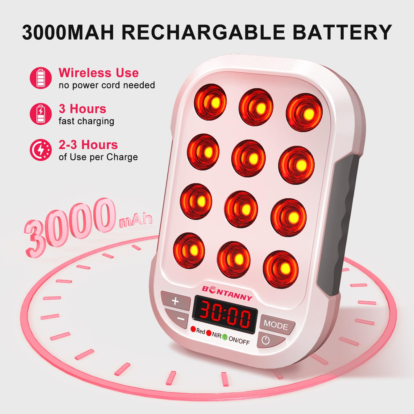 BONTANNY BO-60's 3000mAh battery supports cord-free sessions.