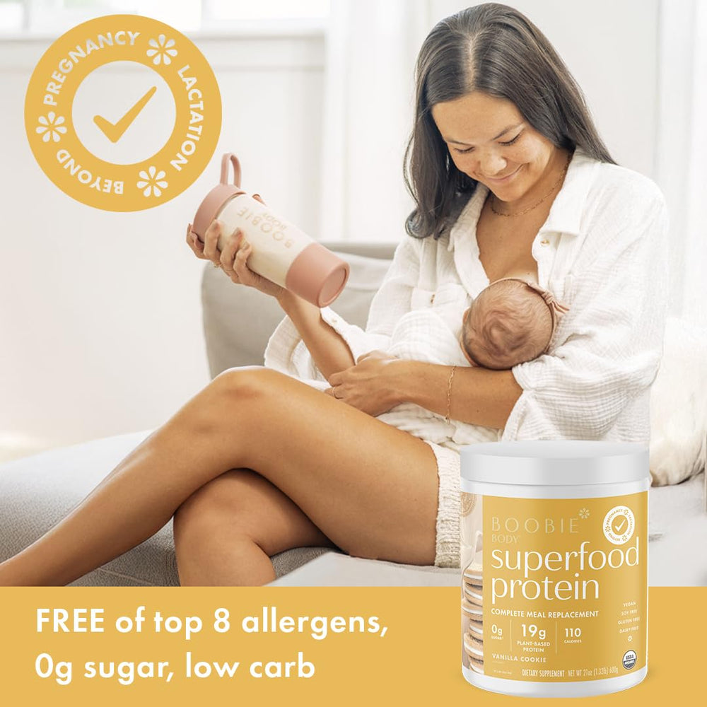 Organic label on Boobie Body Vanilla Cookie emphasizes vegan, gluten-free