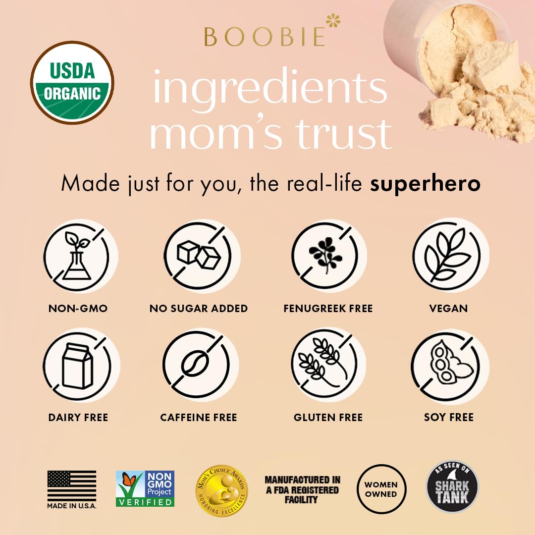Vegan symbol signals plant-based protein in Boobie Body Vanilla Cookie