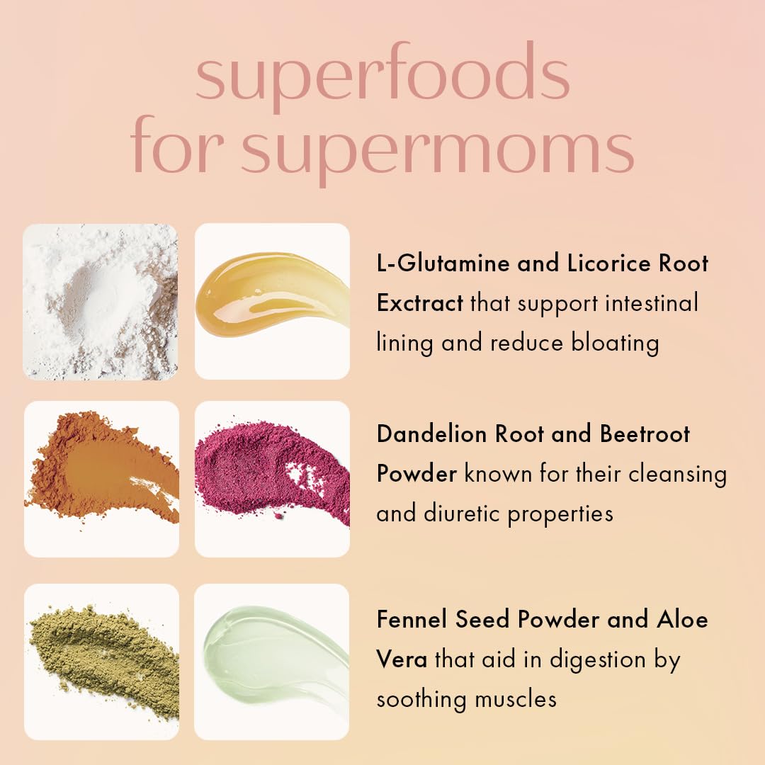 Busy mom mixing Debloat into morning beverage.