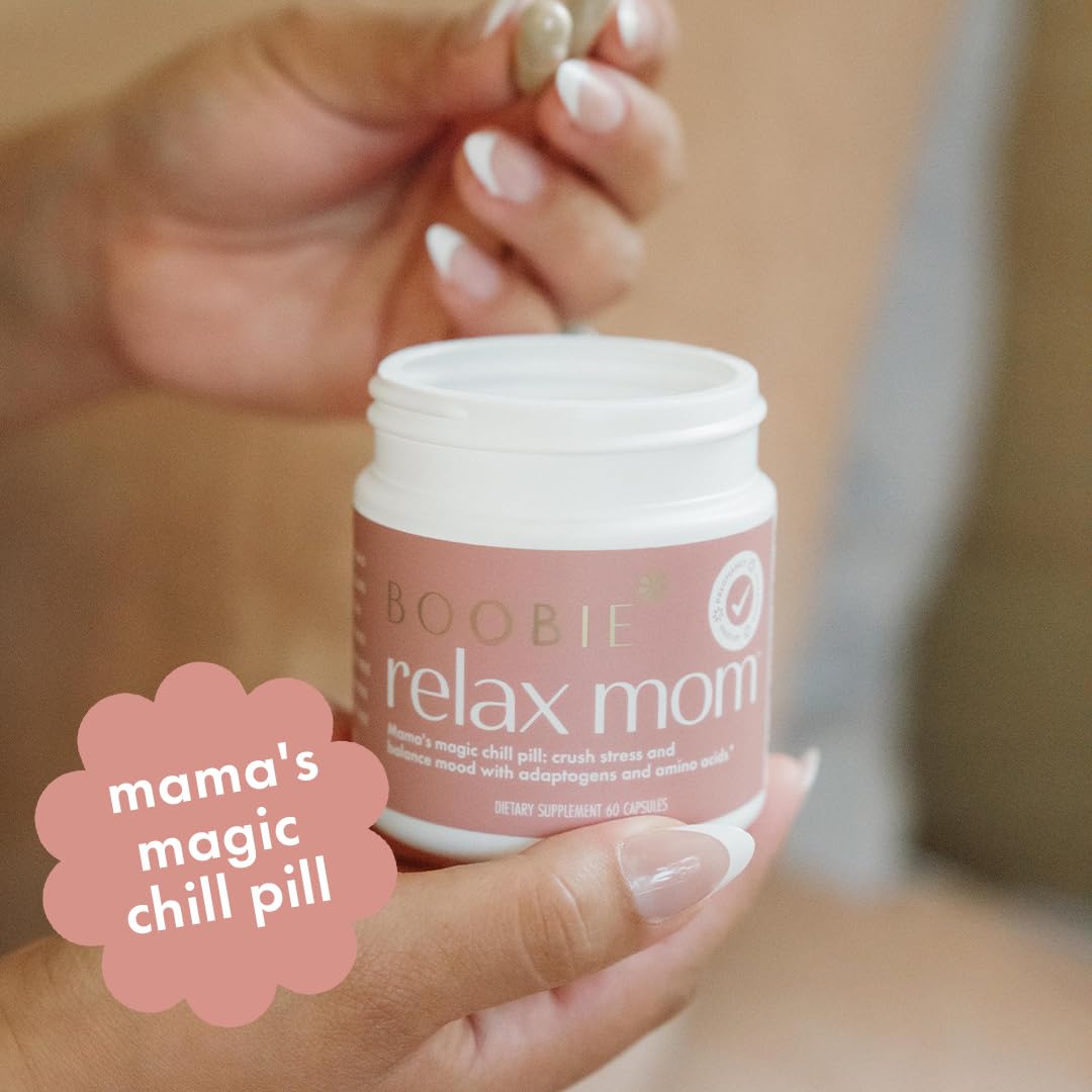 Ingredient overview: Ashwagandha, Gotu Kola, and L-Theanine in Boobie Relax Mom.