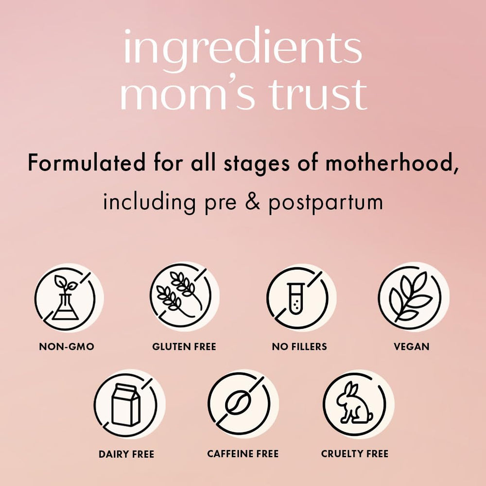 Boobie Relax Mom label emphasizing caffeine-free and non-GMO attributes.