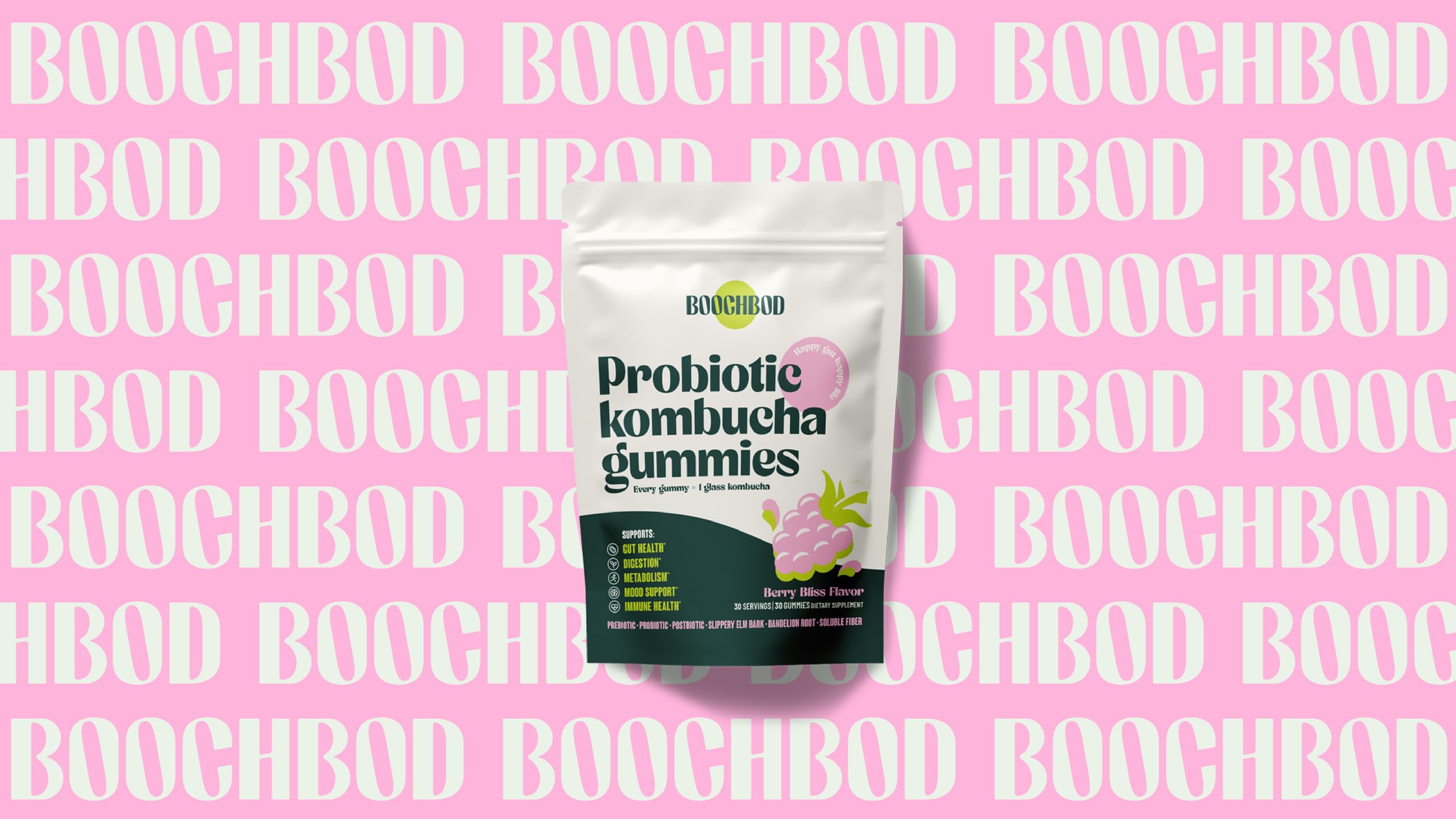 BoochBod gummies travel pouch demonstrates on-the-go consumption.