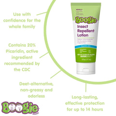 Boogie Insect Repellent Lotion label close-up highlights 20% Picaridin.