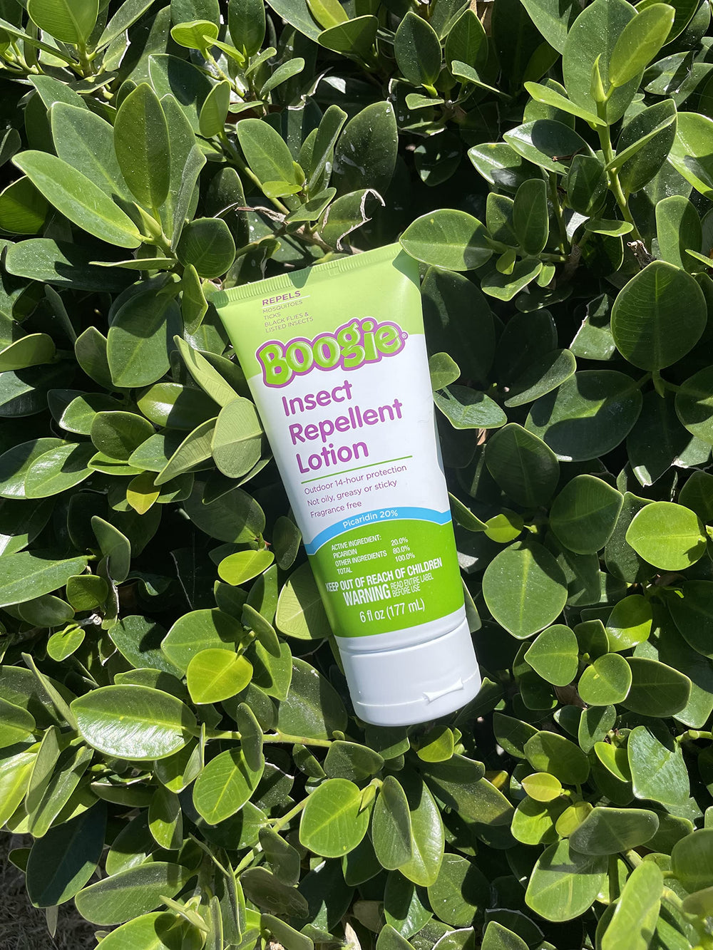 Boogie Insect Repellent Lotion travel-size bottle for on-the-go protection.