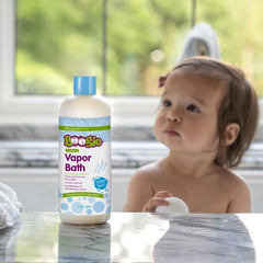 Boogie Kids Botanical Bubble Bath being poured into a tub to create long lasting bubbles