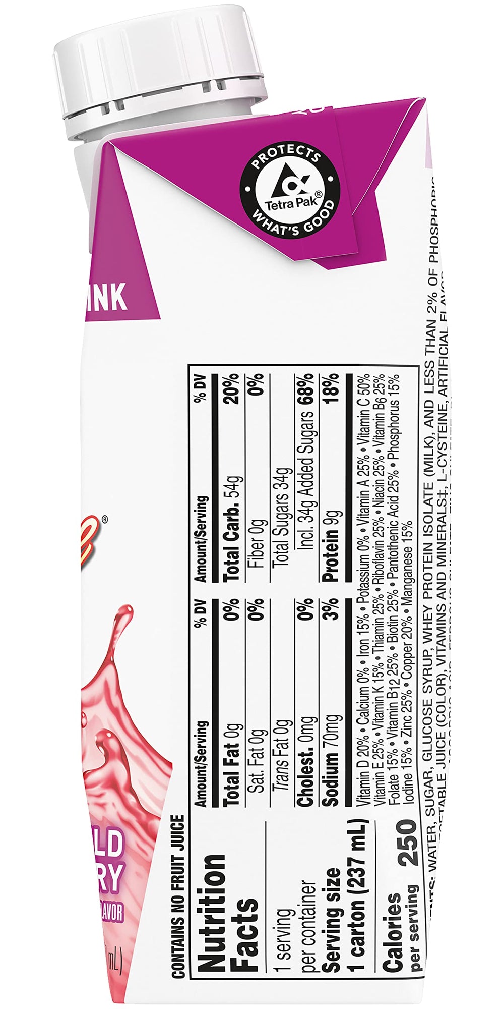 BOOST Breeze nutrition facts label emphasizes 9 g whey protein and 250 calories