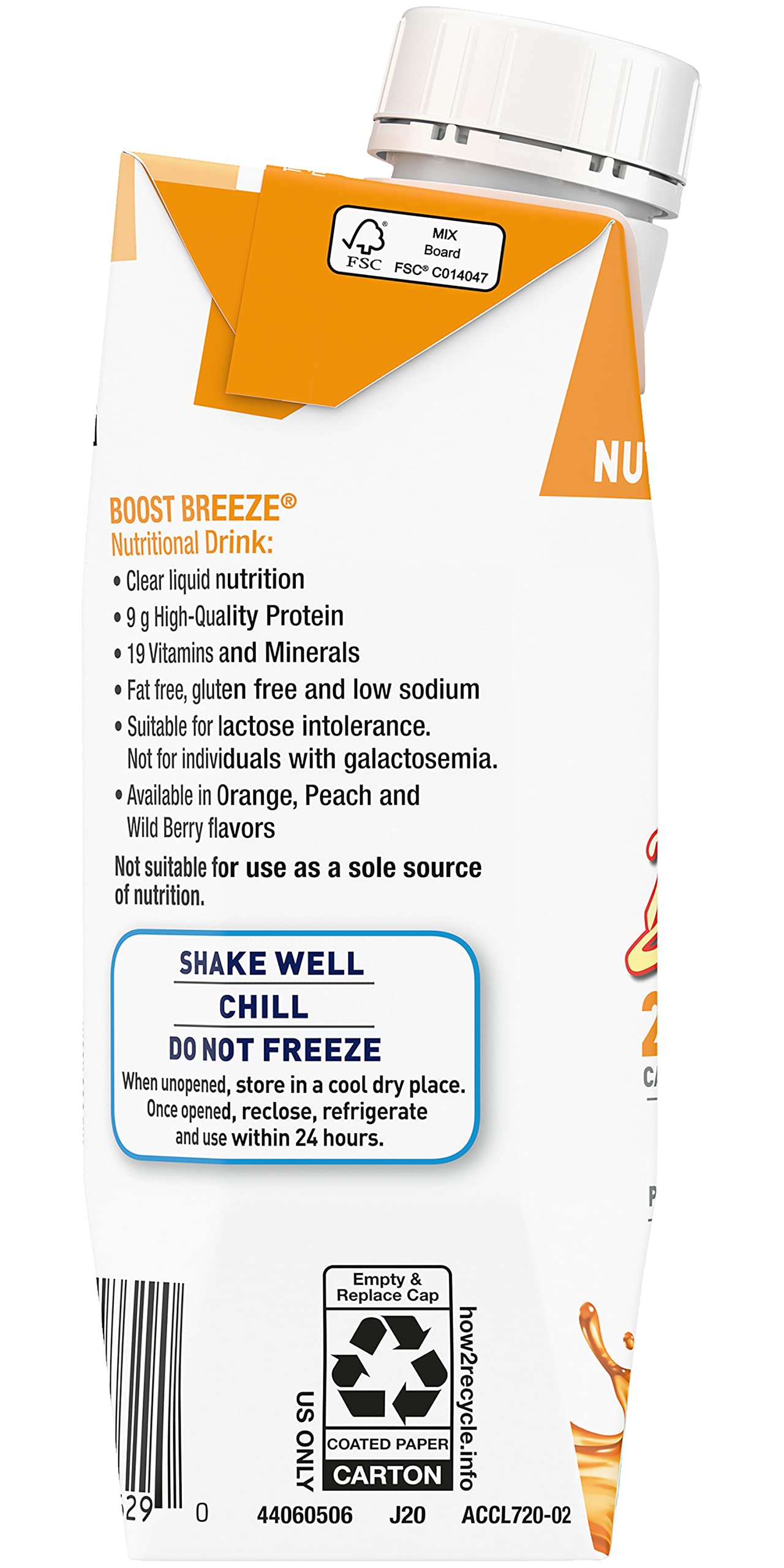 BOOST Breeze with a healthy snack suggests a balanced quick bite.