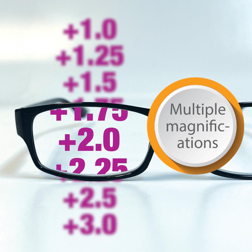 Boost Eyewear classic black frames complement most outfits and face shapes.