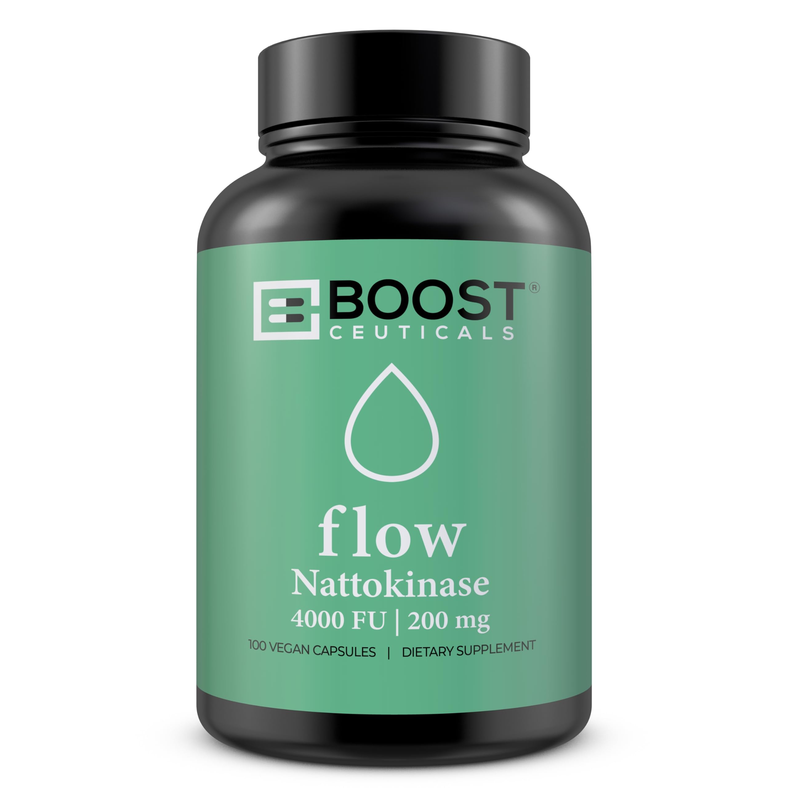 BoostCeuticals nattokinase 4000fu bottle front highlights vegan gluten free formulation