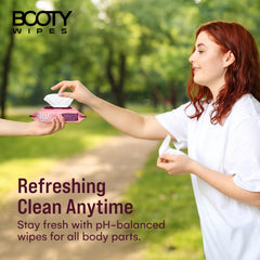 Booty Wipes Aloe and Vitamin E infusion detail for skin comfort.