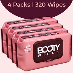 BOOTY WIPES women’s wipes, sheets-closed highlight large 9x7 inch sheets for full coverage.