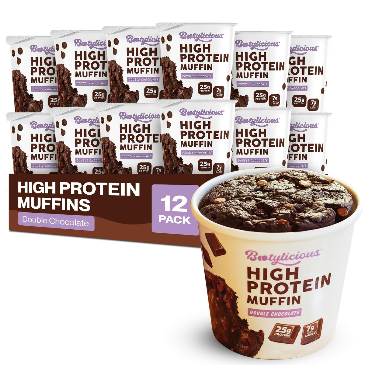 Bootylicious double chocolate muffin cup ready in minutes for a protein-rich breakfast.