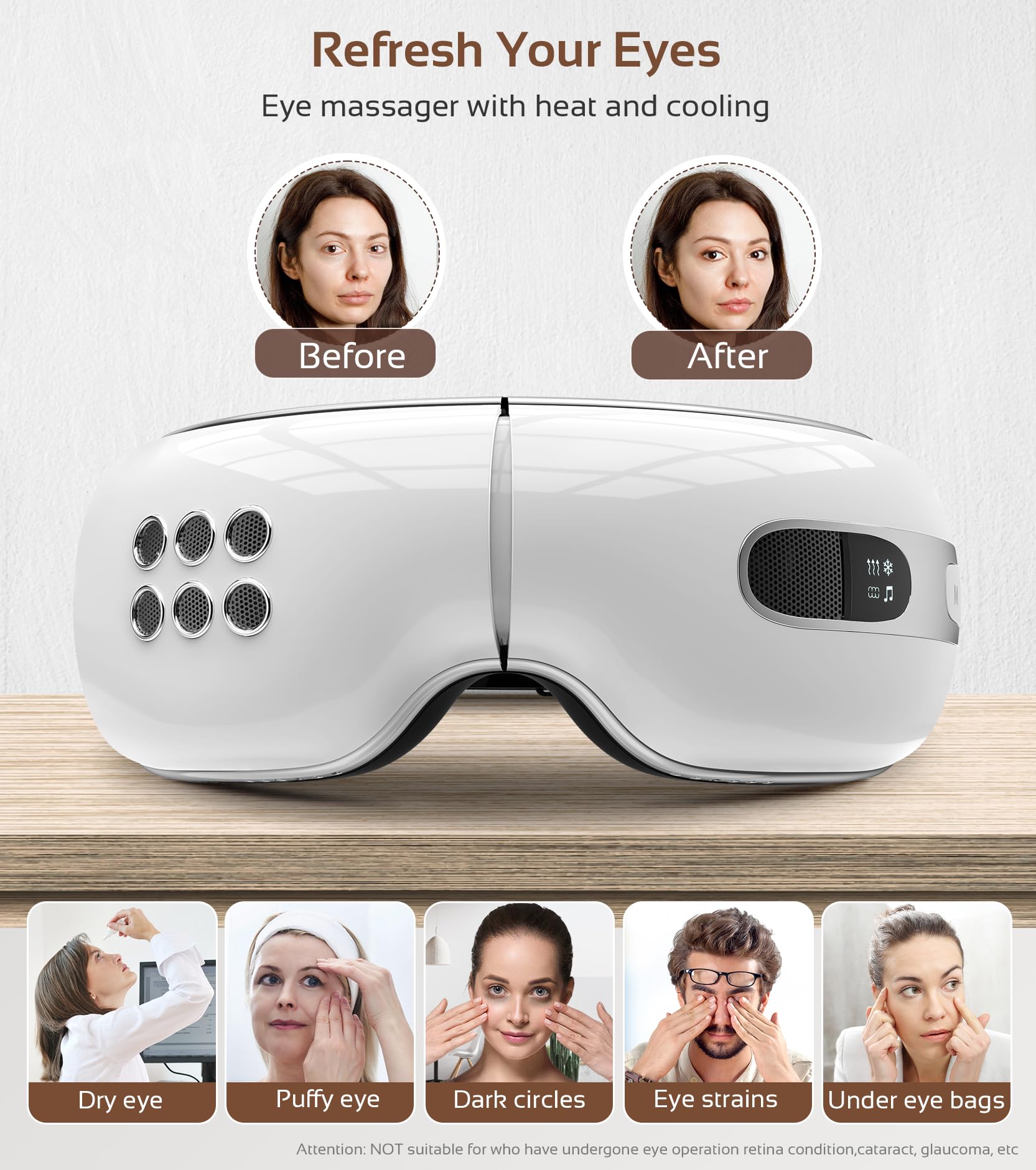 BOQUBOO Eye Massager streams Bluetooth music for a calmer routine.