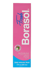 Borasol Fresh bottle front, signaling gentle daily feminine care for sensitive skin.