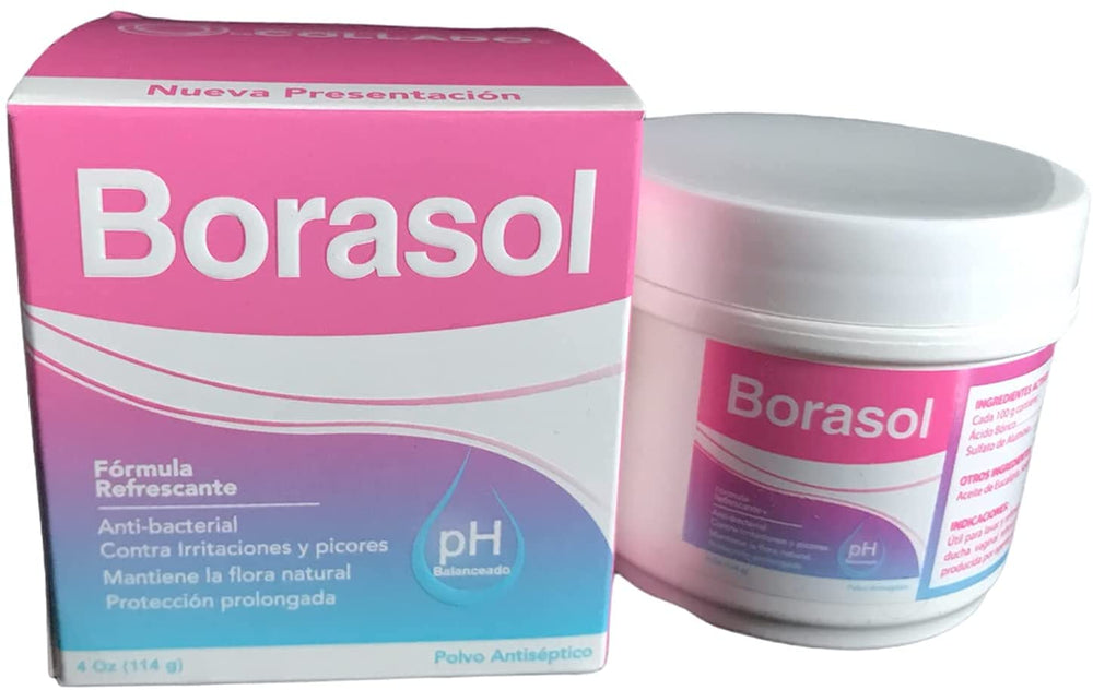 Borasol packaging featuring the 4oz bottle for on the go freshness.