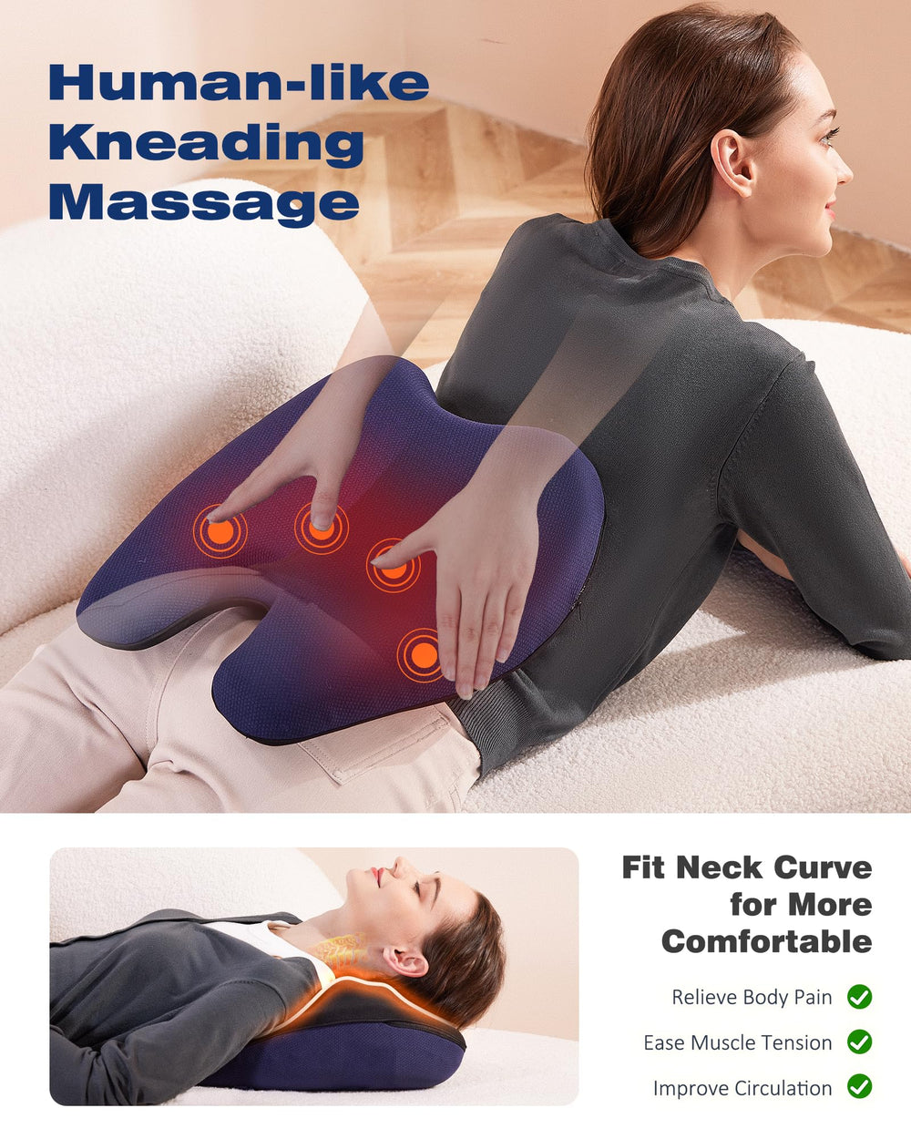 Boriwat adjustable intensity lets you customize massage strength to preference.