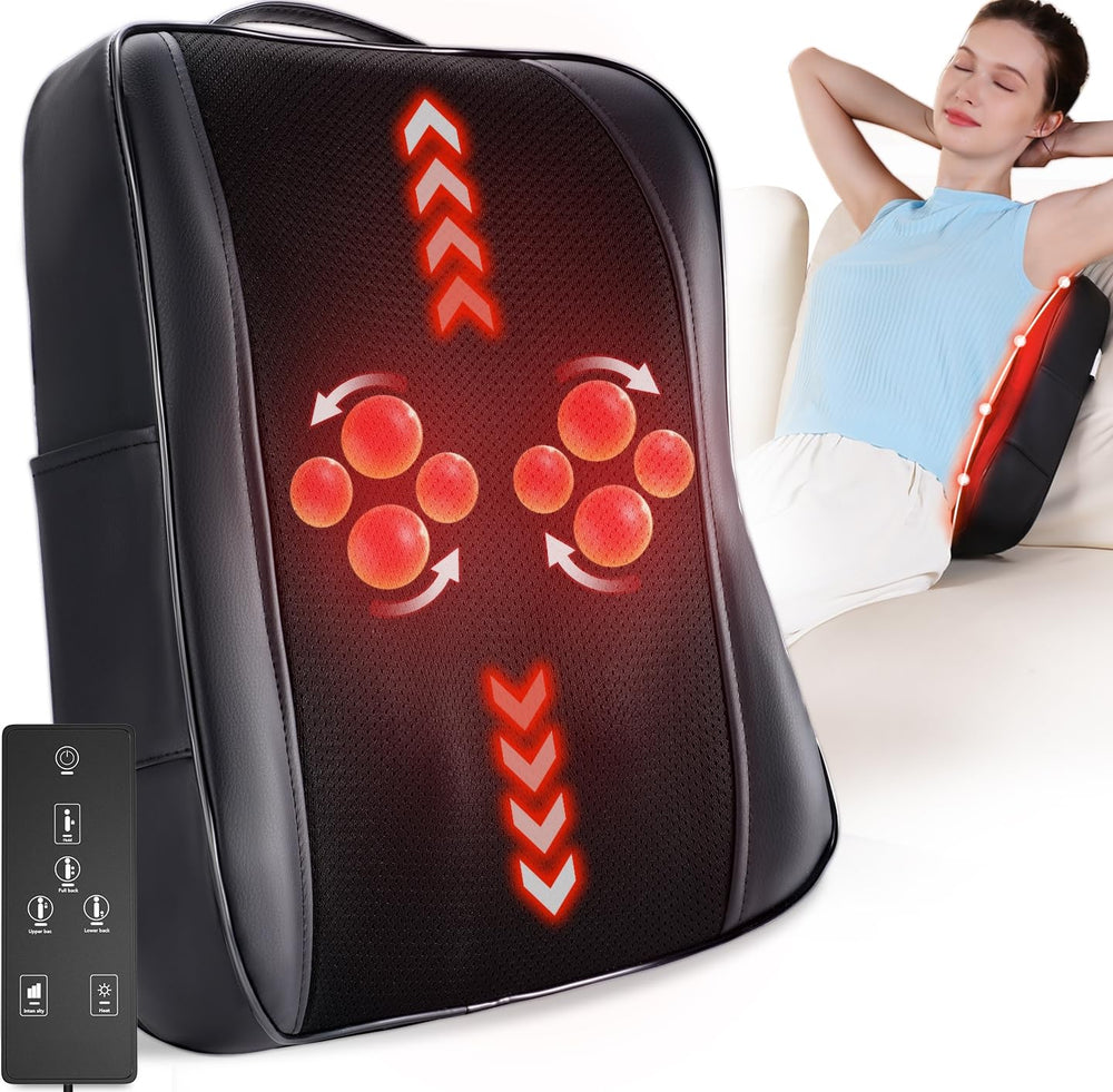 Boriwat back massager with heat on for relaxing warmth and comfort