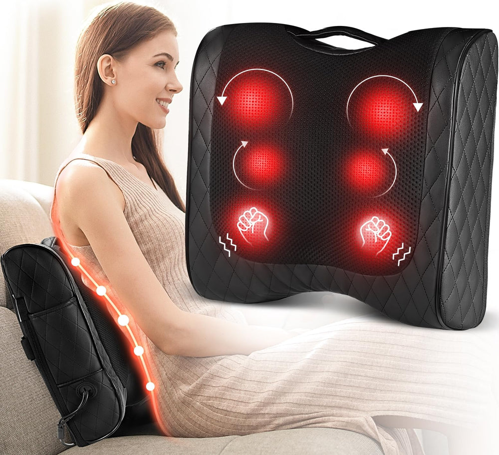 Boriwat back massager with heat and percussion for deep tissue relief