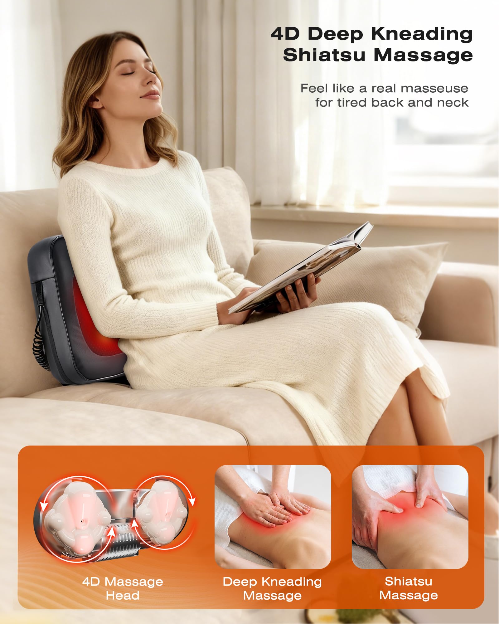 Boriwat deep tissue back massager with portable handle for travel