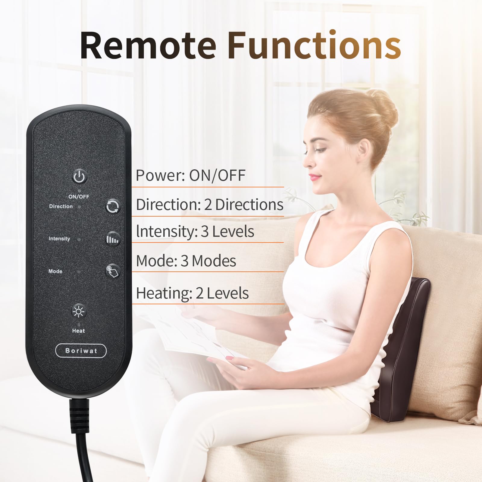 Boriwat massager on couch setup for relaxing evenings.