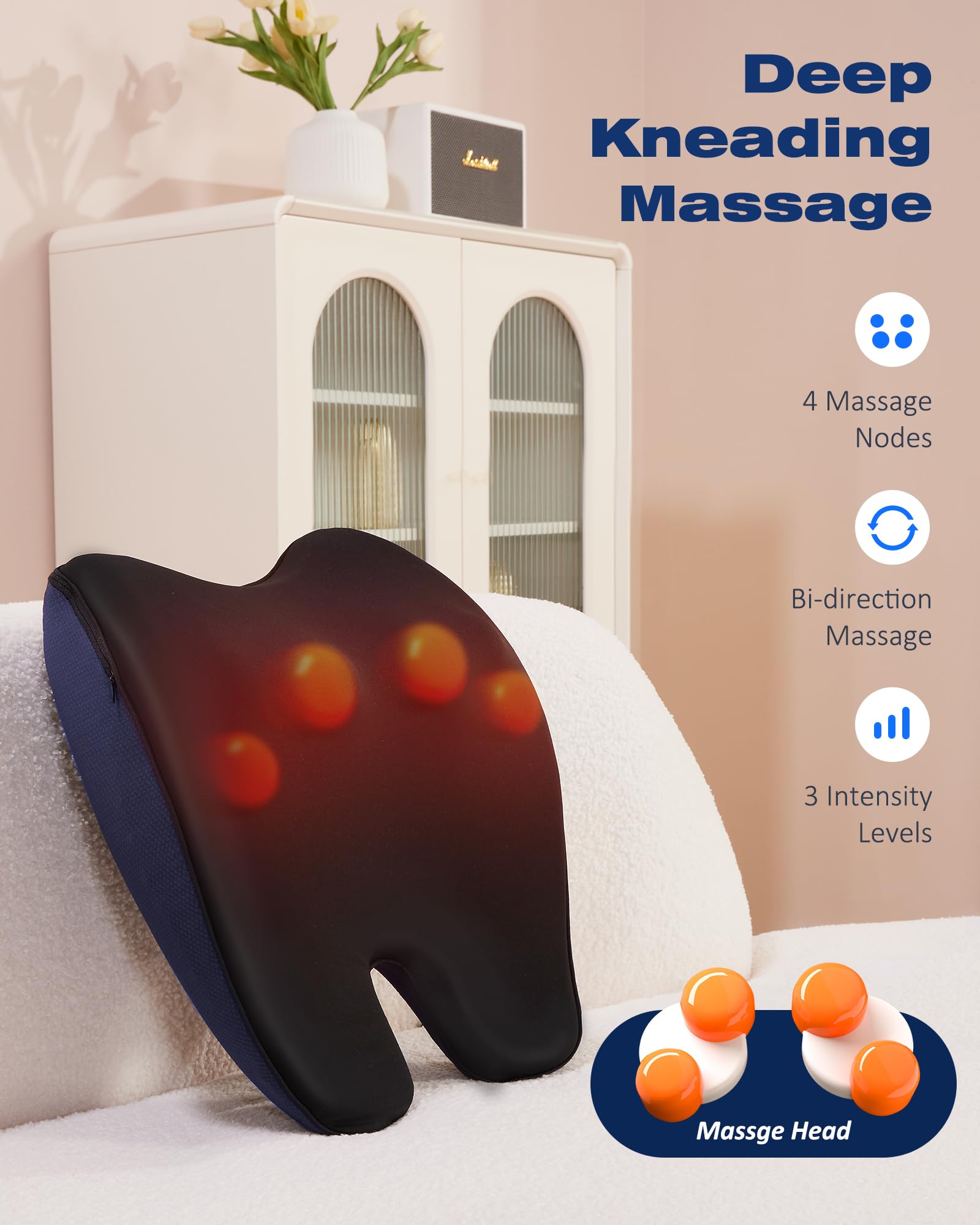 Boriwat secure non-slip straps keep the massager in place on chairs.