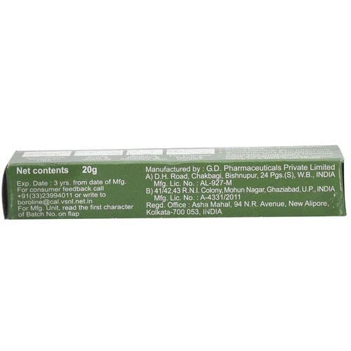 Boroline cream on skin, showcasing travel-friendly 20g packaging for everyday use.
